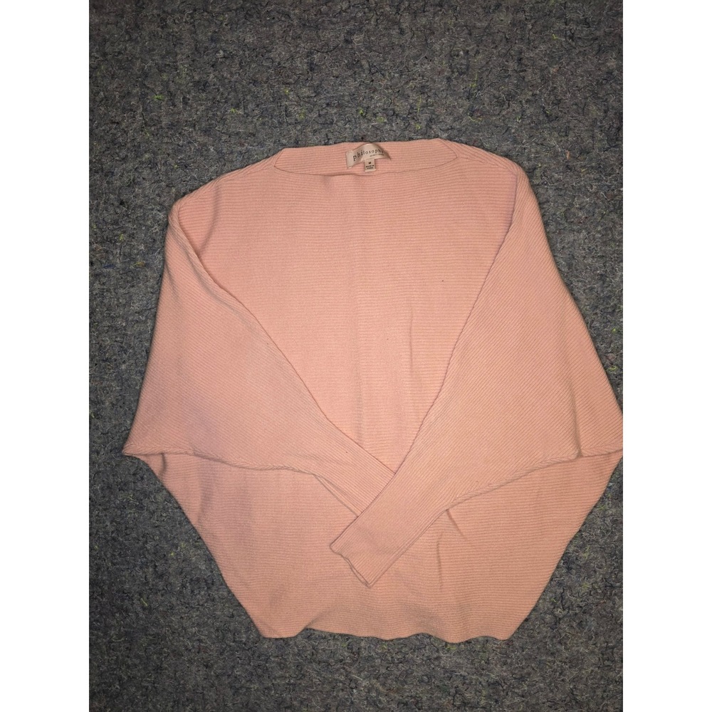 974 Philosophy Republic Clothing Pink Batwing Sleeve Ribbed Knit Sweater Wom Med